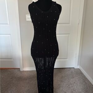 DNA Couture Black Maxi Dress with Beaded Detail